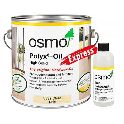 2.5L Can of Osmo Polyx-Oil Express 3332 Clear Satin - Fast Drying Hardwax Oil for Professionals